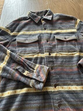Dkota Men's Fleece Western Button Down Shirt Jacket Large Aztec Stripe